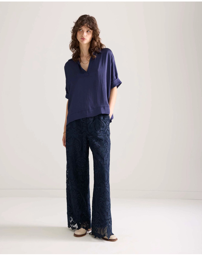 Blusa satinada cuello v Summum Woman