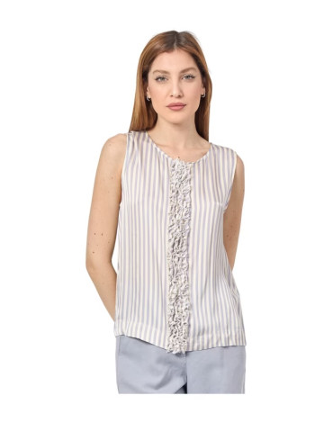 Blusa Gris a Rayas de Satén... 2