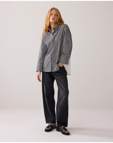 Blusa camisera en mezcla de... 2