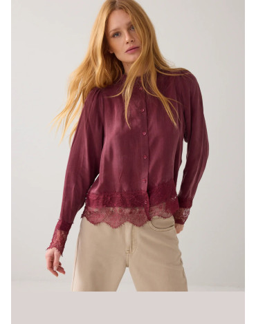 Blusa de cupro con encaje...
