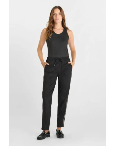 Pantalón de rayas negro Le...
