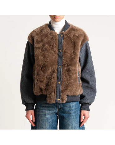 Cazadora bomber con piel... 2