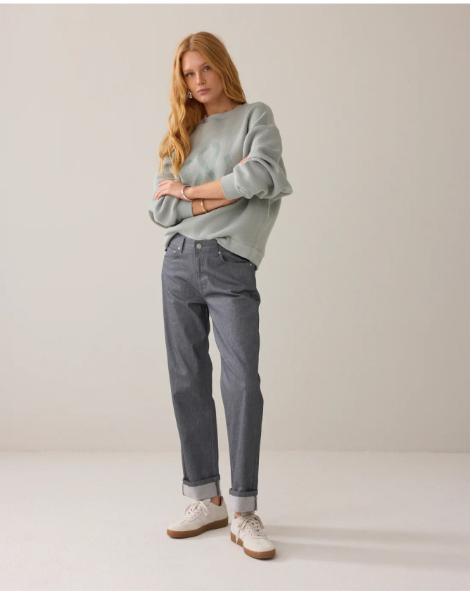 Pantalones rectos con purpurina...